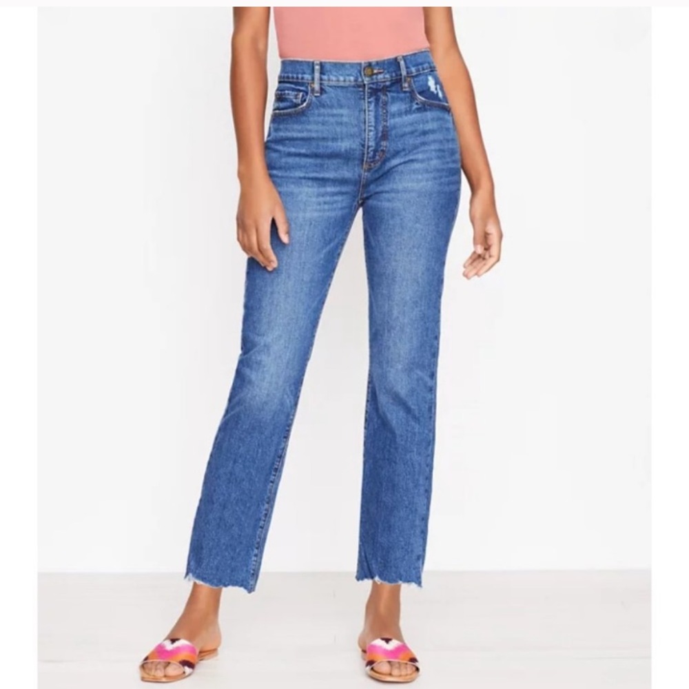 LOFT High Waist Crop Straight Leg Jeans Size 8